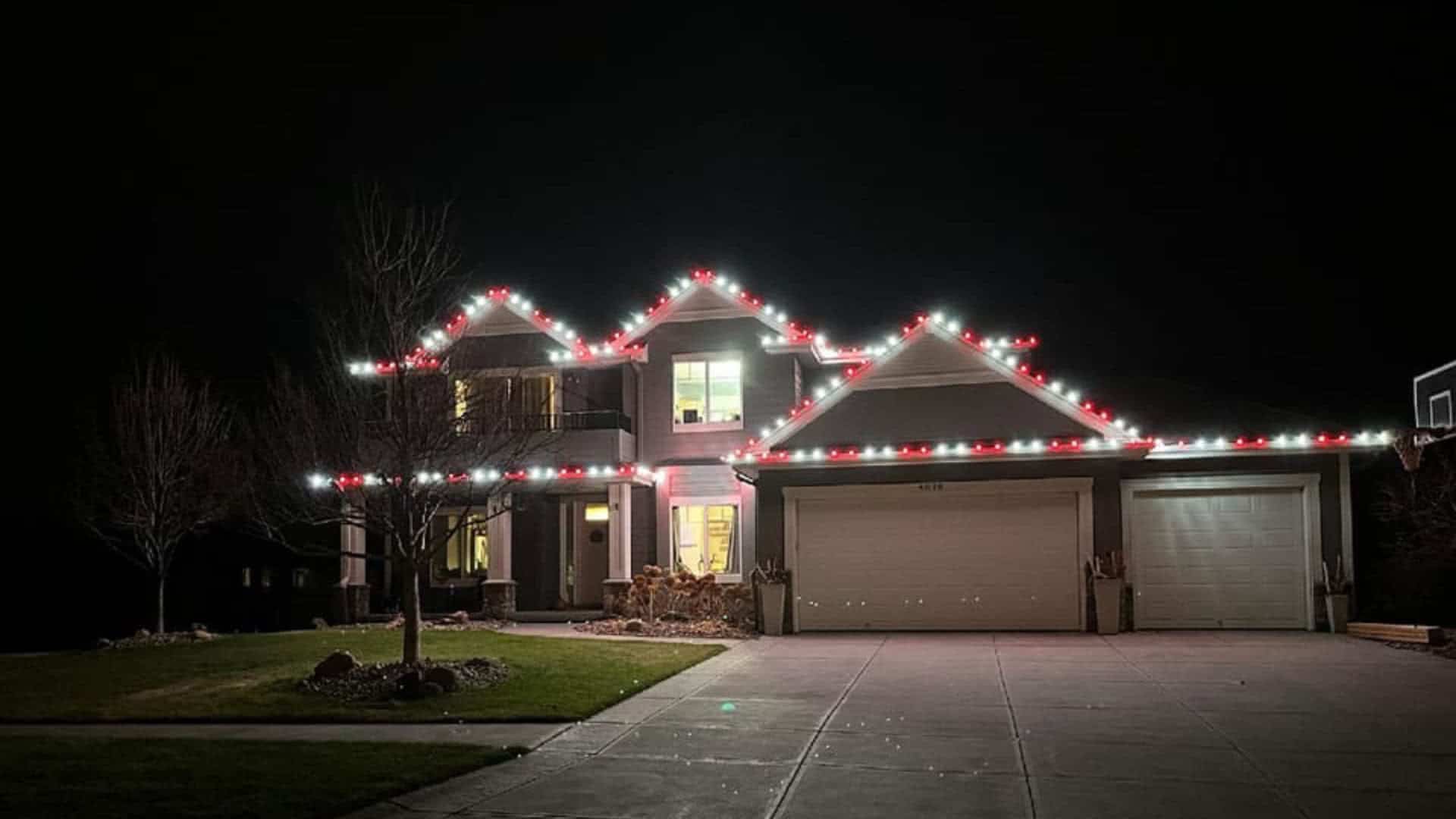 Candy Cane Colored Christmas Lights On Home