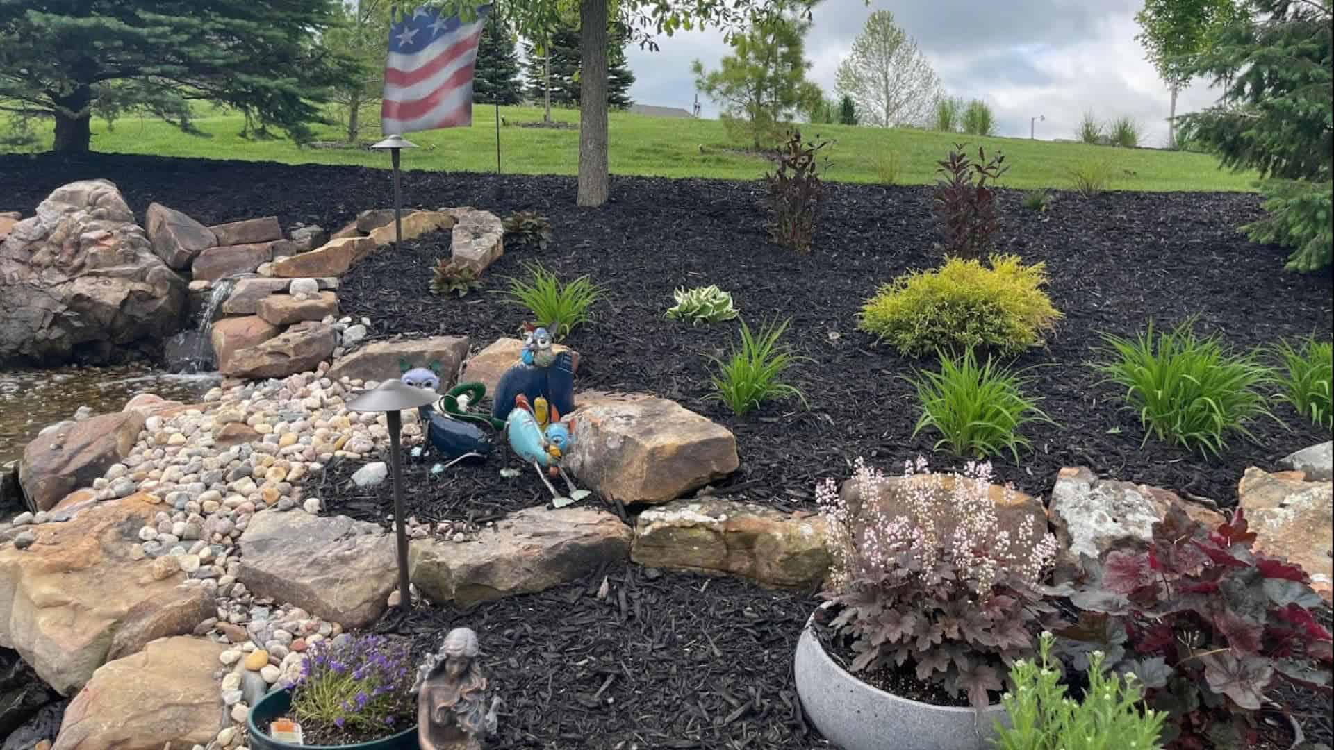 Lots Of Softscapes Around Custom Water Feature