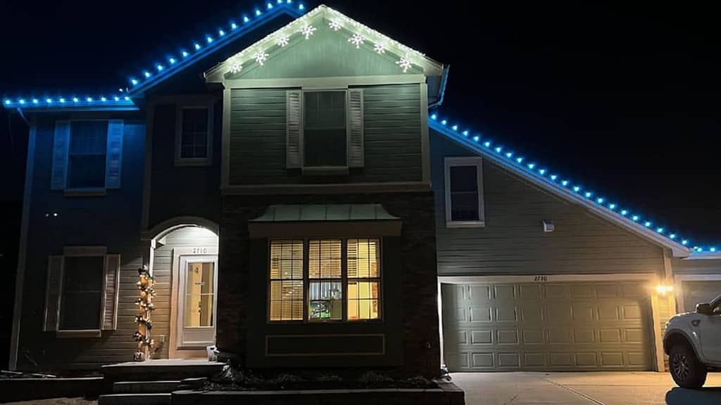 Omaha Home With Snowflake And C9 Holiday Lights