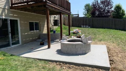 Patio Firepit Being Built