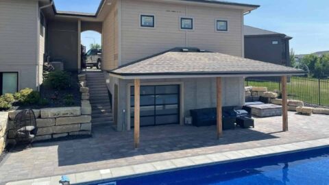Stone Pool Deck Retaining Walls And Stairs